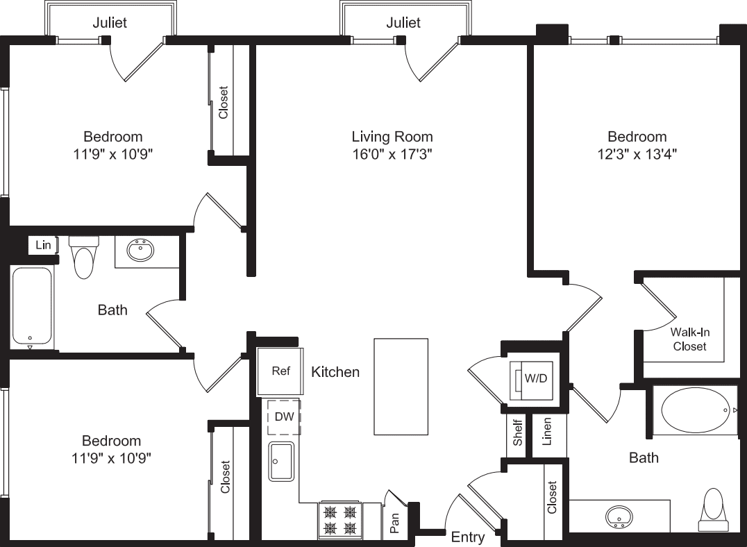 Three Bed C1a with Juliet floorplan