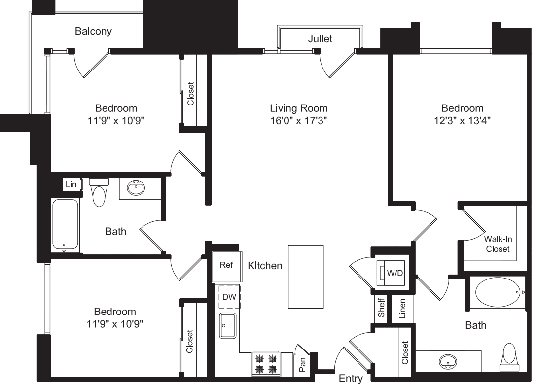 Three Bed C1b with Balconies