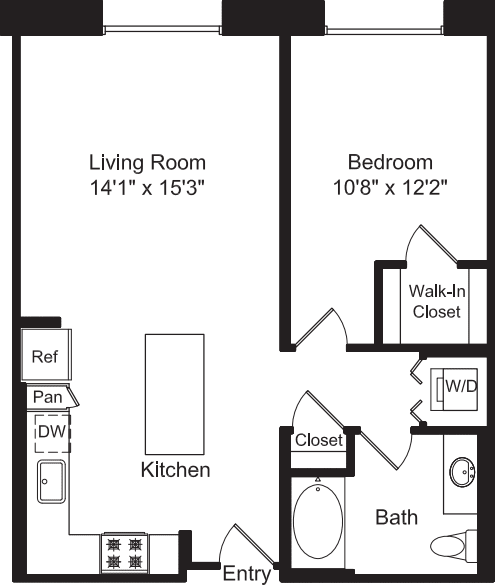 One Bed A4 No Patio floorplan
