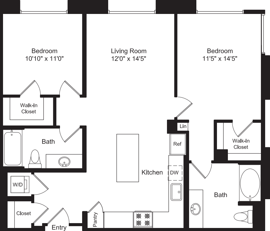 Two Bed B5 No Balconies floorplan