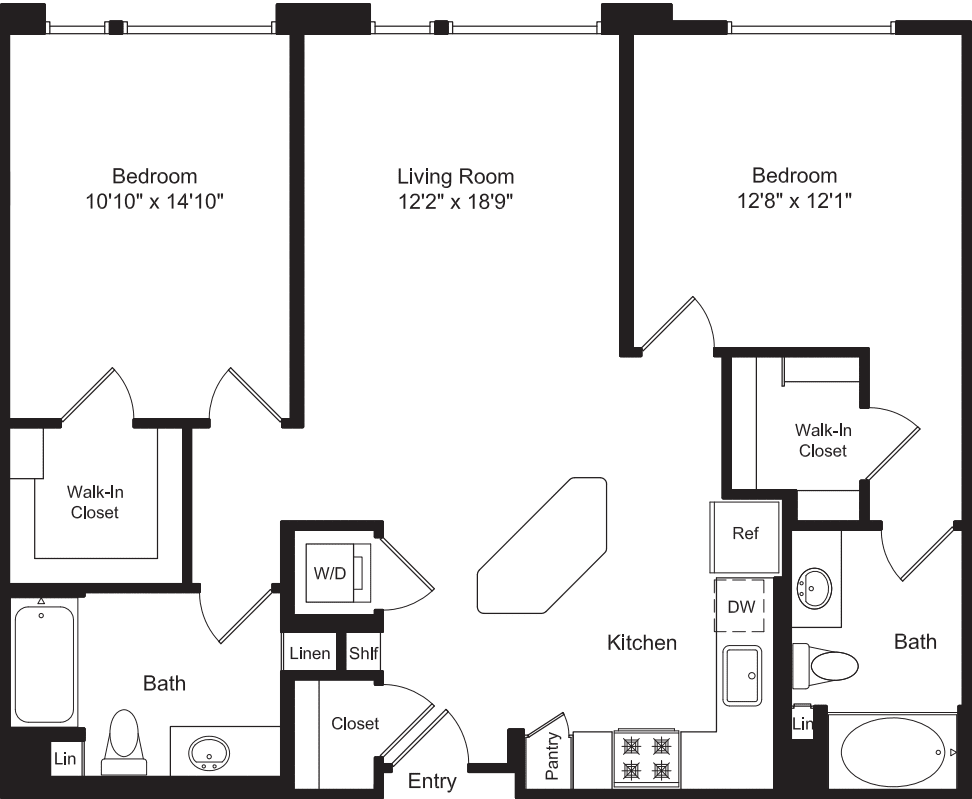Two Bed B1 B No Balconies floorplan