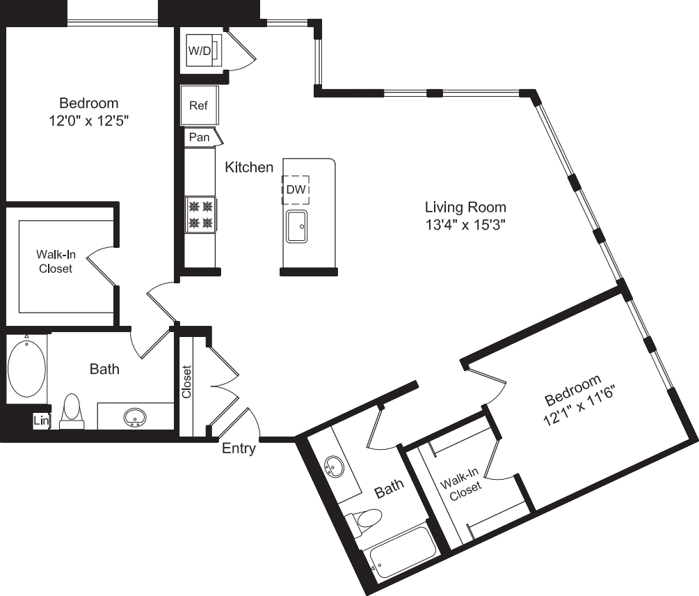 Two Bed B3 No Balcony floorplan