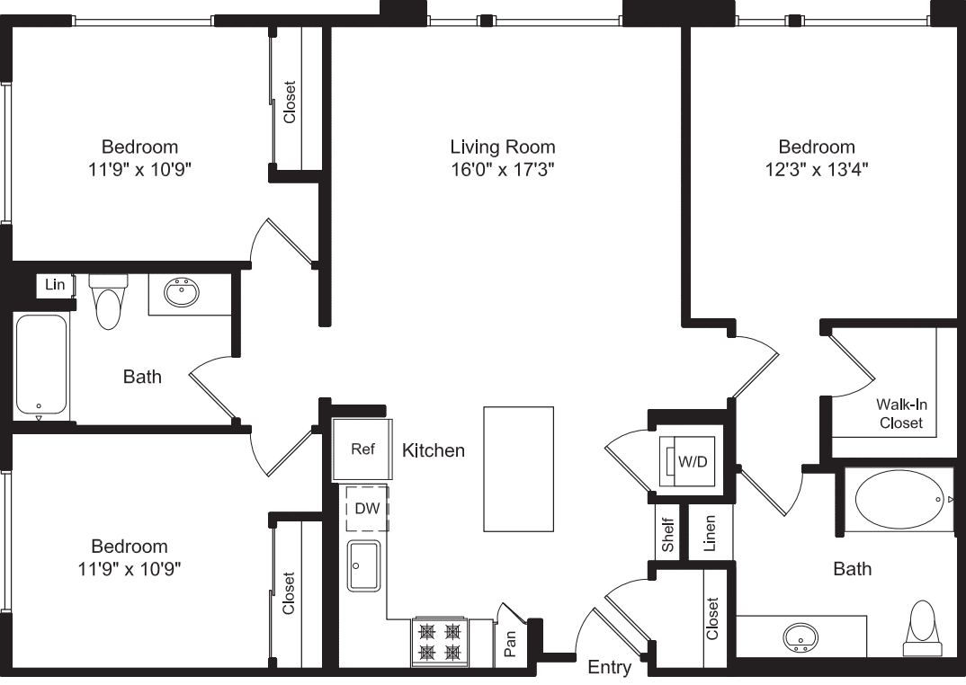 Three Bed C1 B No Balcony