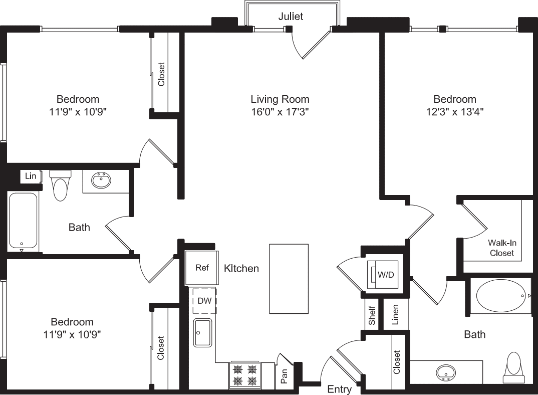 Three Bed C1 B with Juliet floorplan