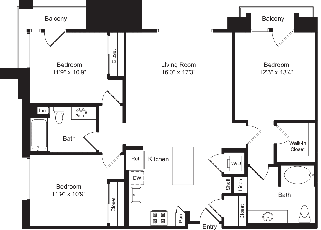 Three Bed C1c with Balconies