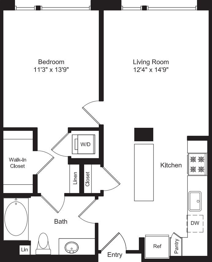 One Bed A1 - Alt floorplan