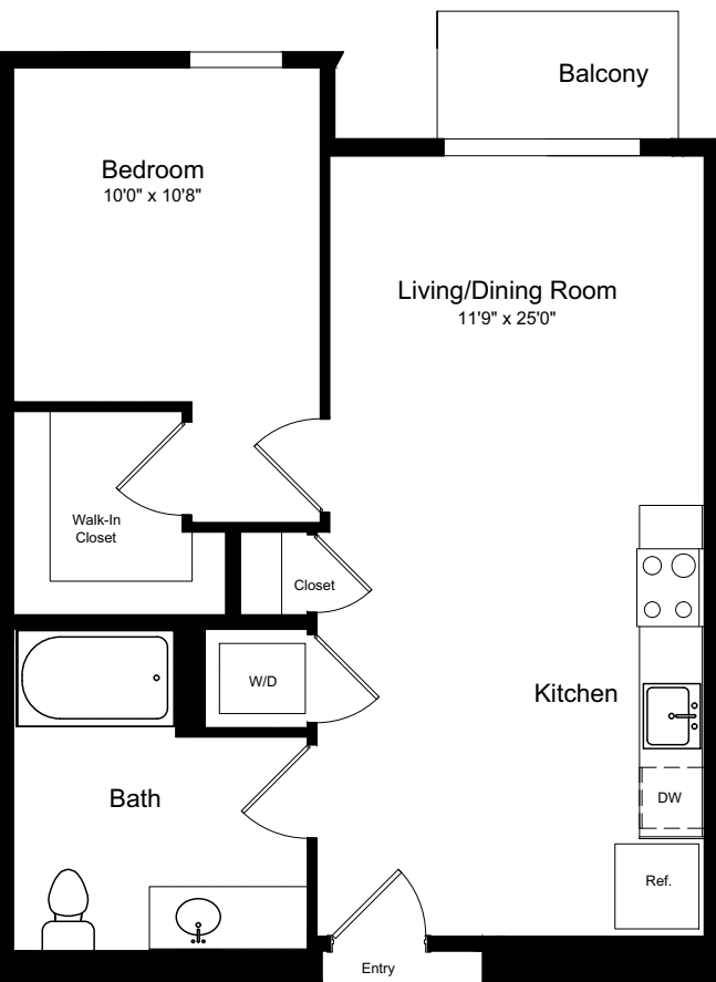 1 Bedroom A with Balcony floorplan