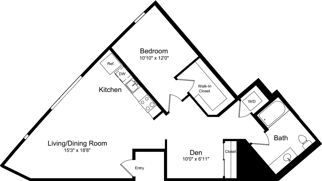 1 Bedroom D floorplan