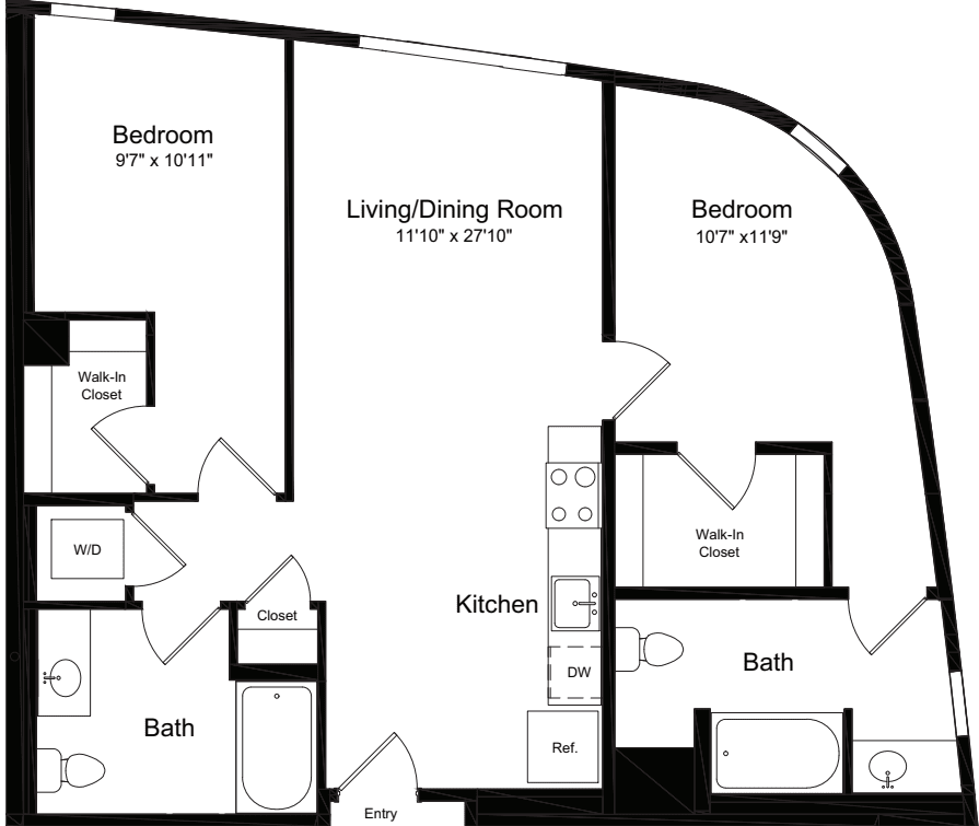 1 Bedroom E floorplan