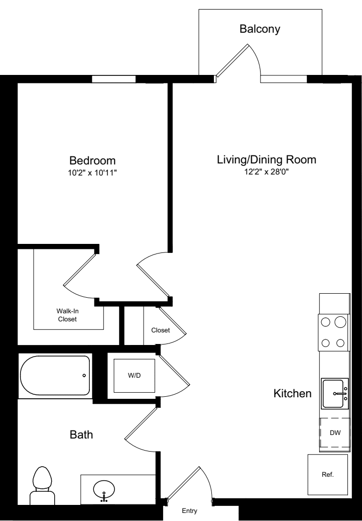 1 Bedroom A1 with Balcony