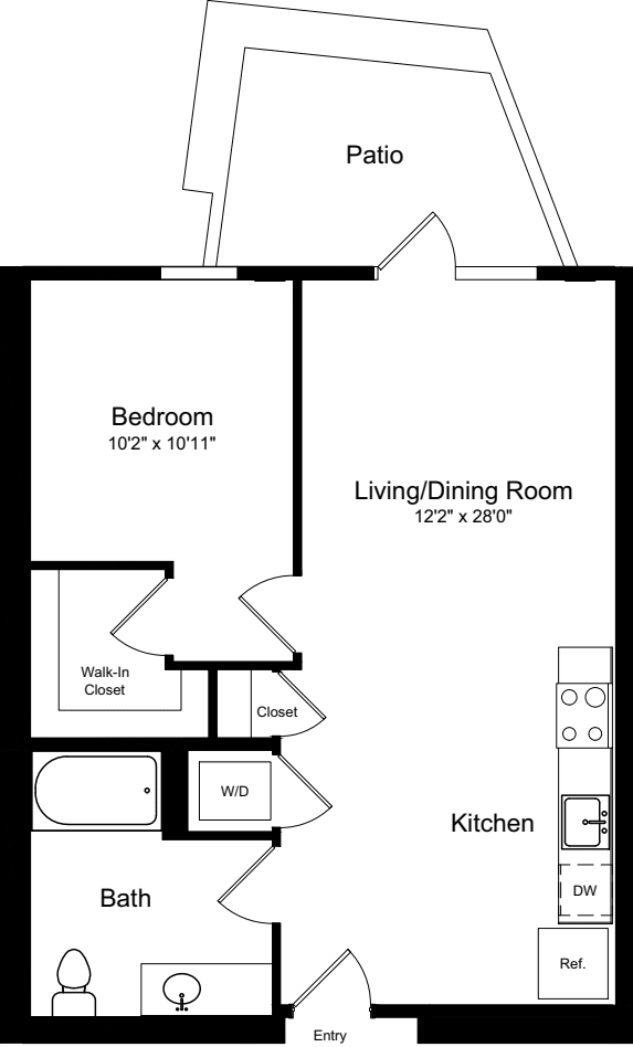 1 Bedroom A1 with Patio