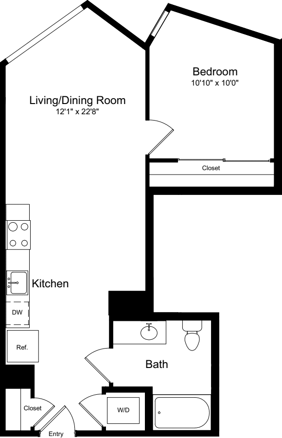 1 Bedroom F floorplan