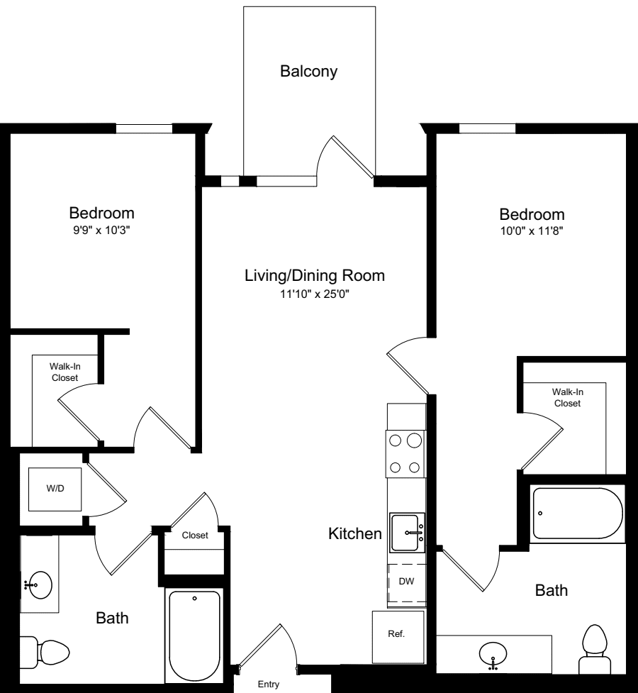 2 Bedroom A with Balcony