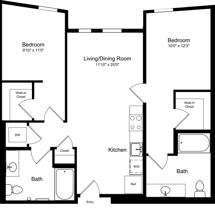 2 Bedroom A with Patio floorplan