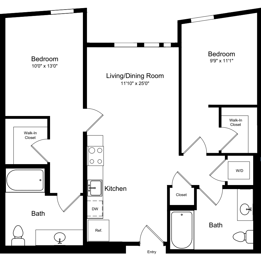 2 Bedroom A1 floorplan