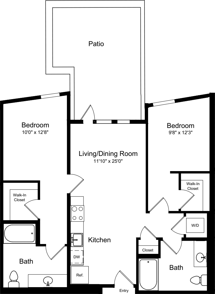 2 Bedroom A2 with Patio floorplan