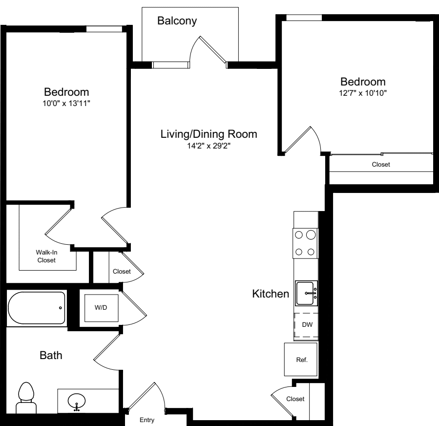 2 Bedroom E with Balcony floorplan