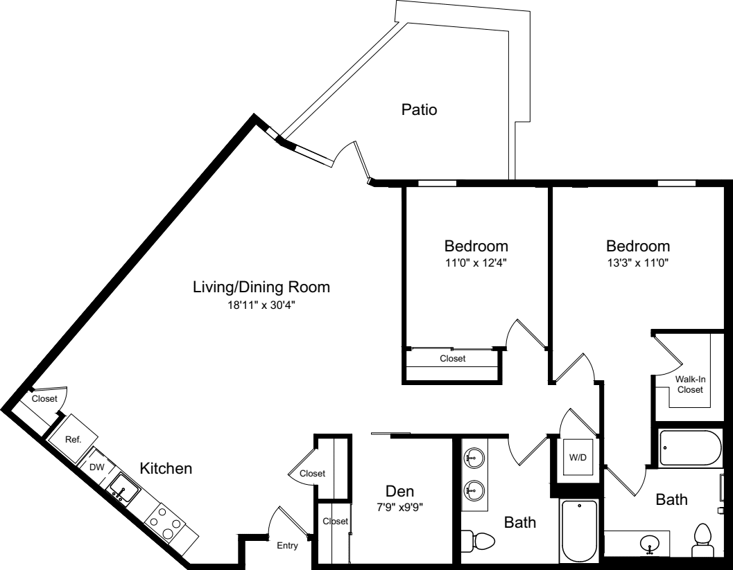 2 Bedroom F with Balcony floorplan