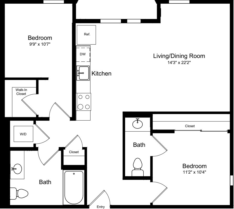 2 Bedroom G floorplan