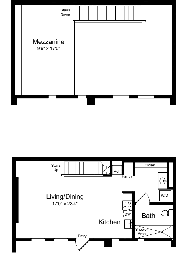 One Bedroom Loft A floorplan