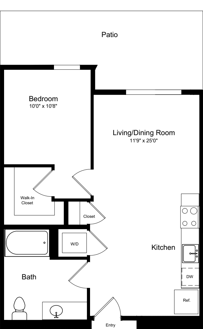 Junior 1 Bedroom with Patio floorplan