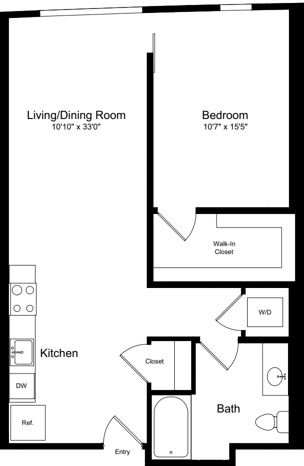 1 Bedroom G floorplan