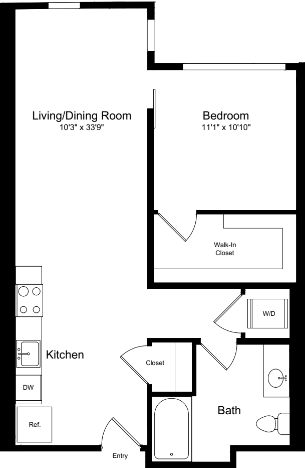 1 Bedroom G-3 floorplan