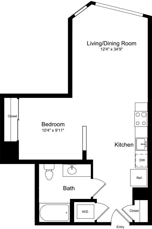 1 Bedroom G-6 floorplan