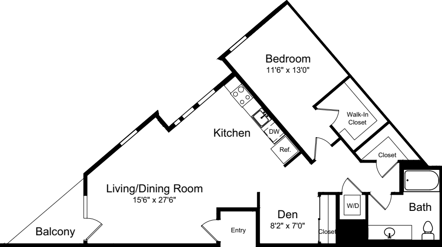 1 Bedroom C with Balcony floorplan