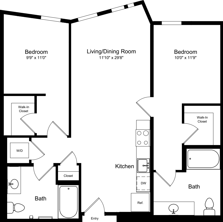 2 Bedroom A3.3 floorplan