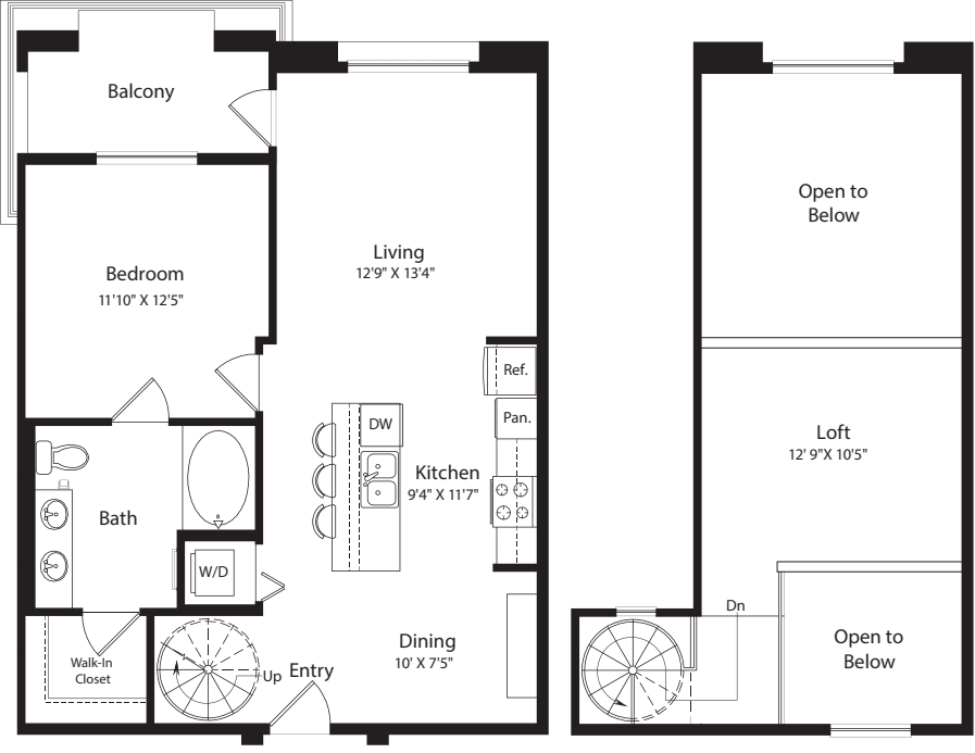 1 Bed- U21 Loft 942 floorplan