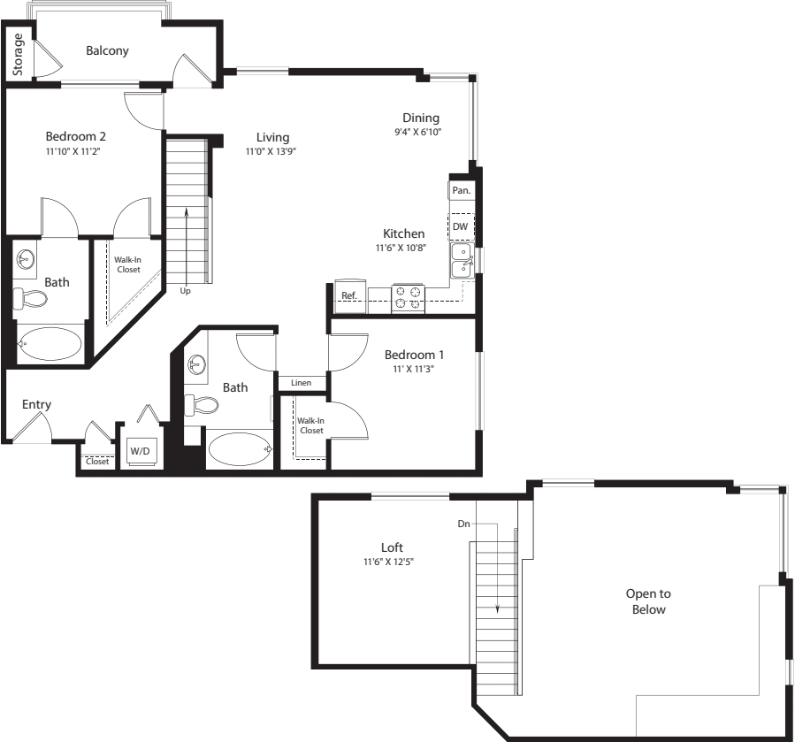 2 Bed- U19 1267 floorplan