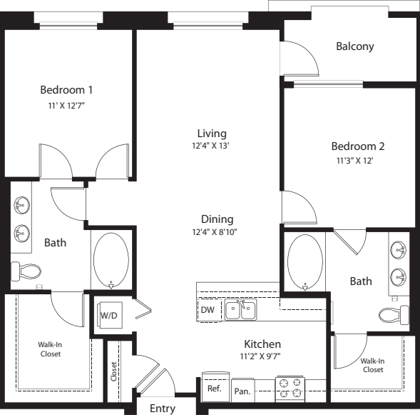 2 Bed- E03 No Storage floorplan