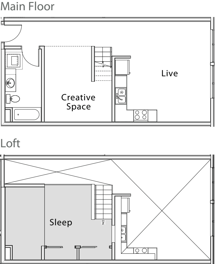 1 Bedroom Loft B floorplan