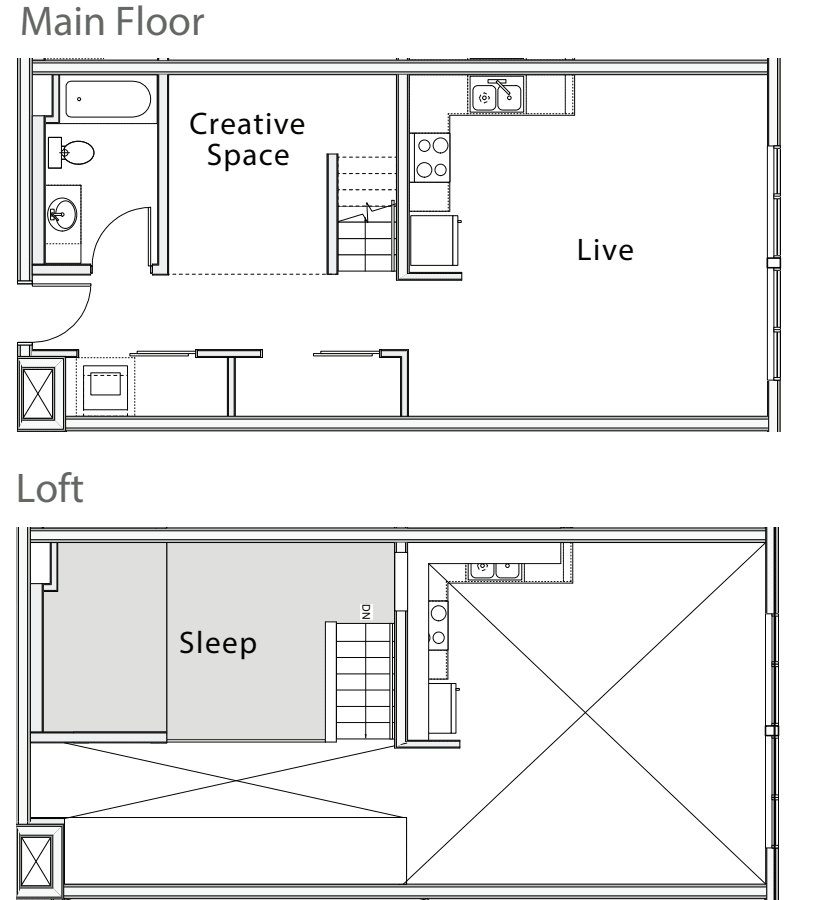 1 Bedroom Loft D floorplan