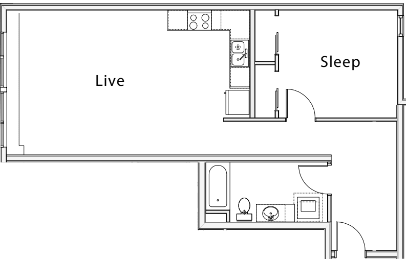 1 Bedroom C floorplan