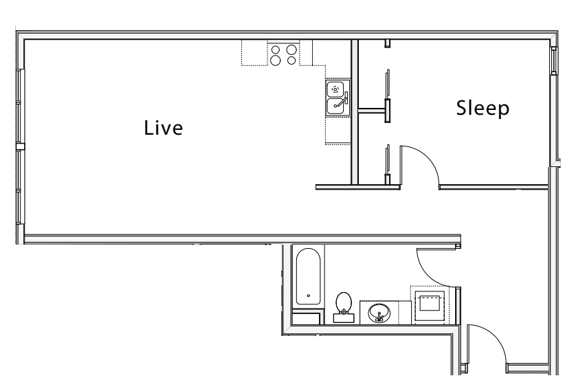 1 Bedroom D floorplan