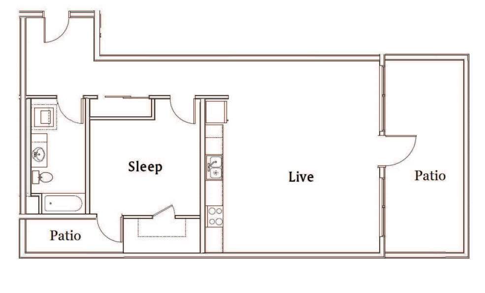 1 Bedroom H floorplan