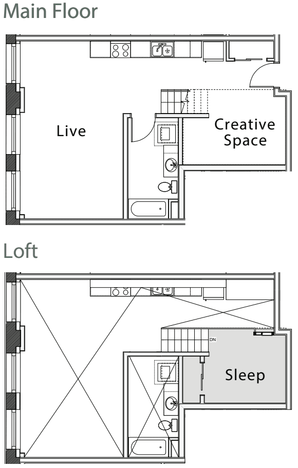 1 Bedroom Loft F floorplan