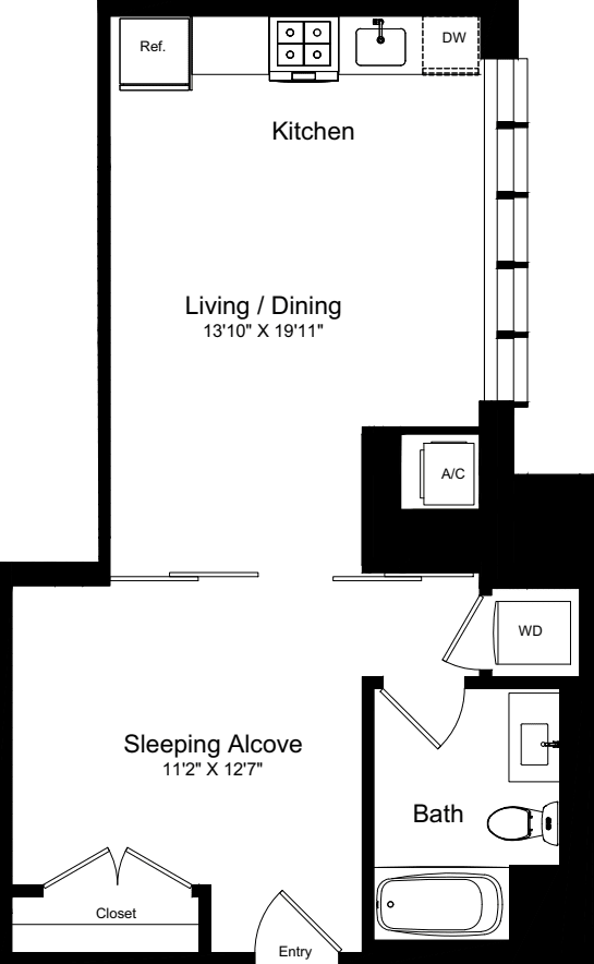 Studio I floorplan