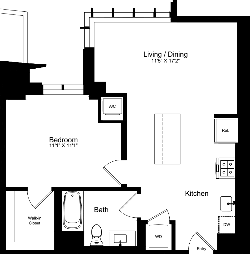1 Bed |  1 Bath |  "apartment"