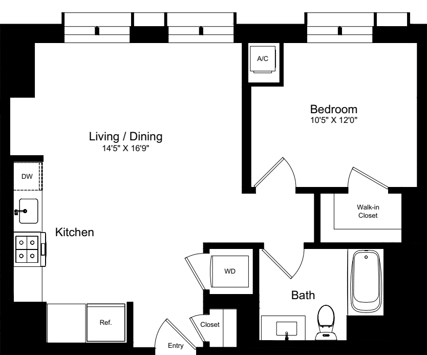 1 Bed |  1 Bath |  "apartment"