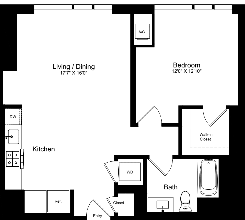 1 Bedroom D floorplan