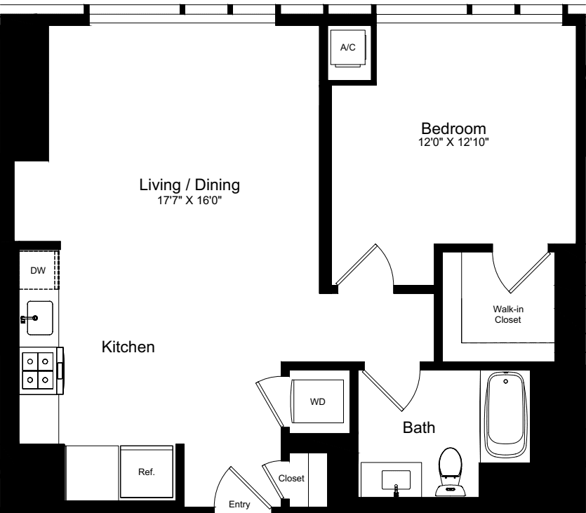 1 Bedroom E floorplan