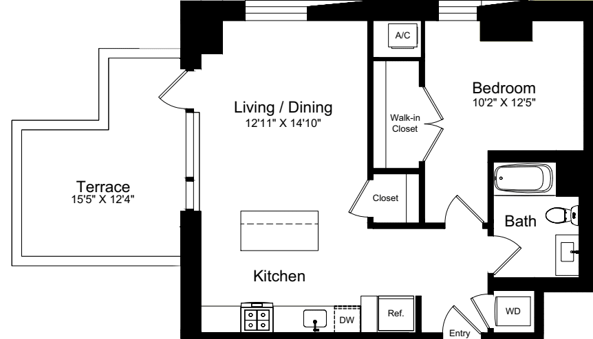 1 Bedroom F floorplan