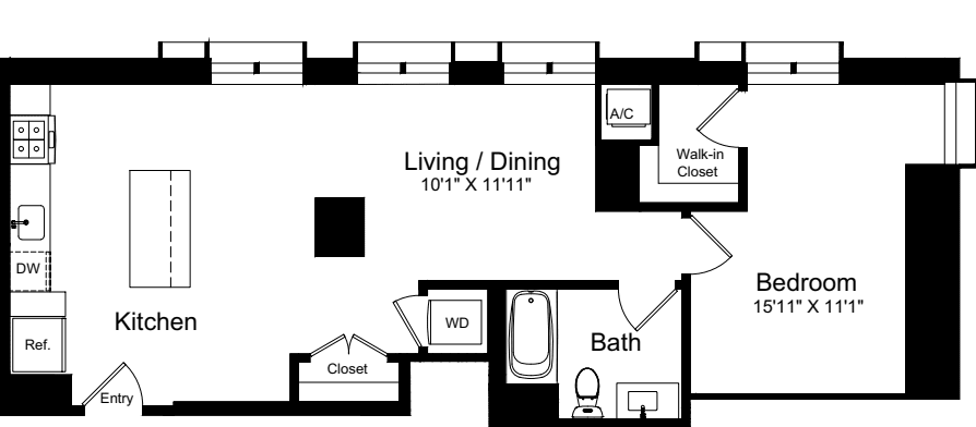 1 Bedroom H floorplan