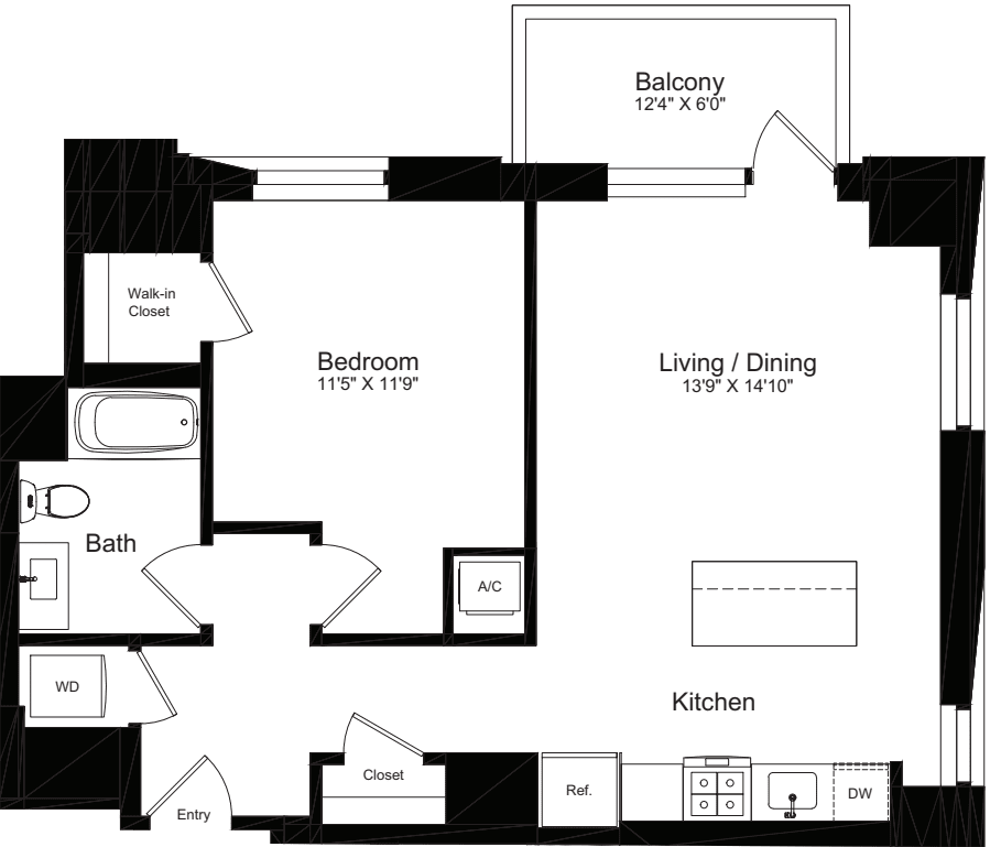 1 Bed |  1 Bath |  "apartment"