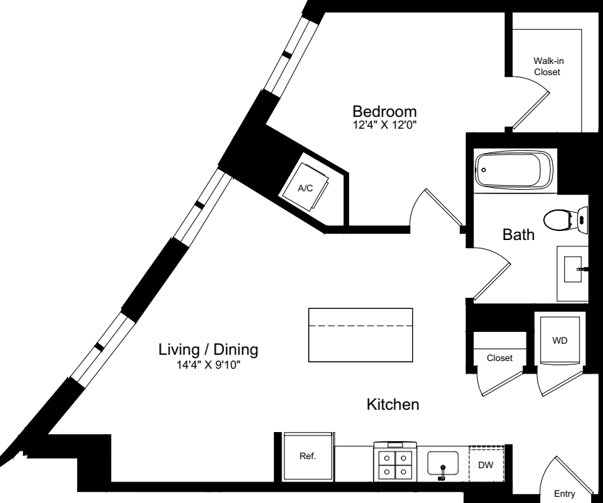 1 Bedroom K floorplan