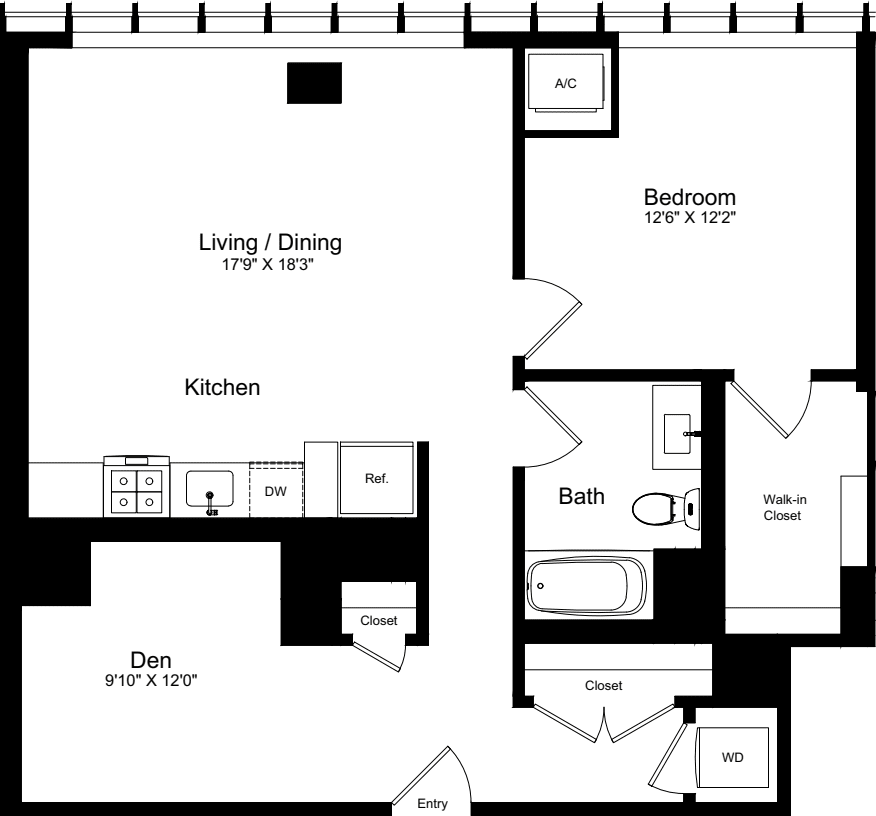 1 Bed |  1 Bath |  "apartment"