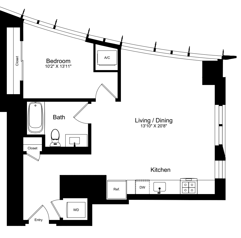 1 Bed |  1 Bath |  "apartment"